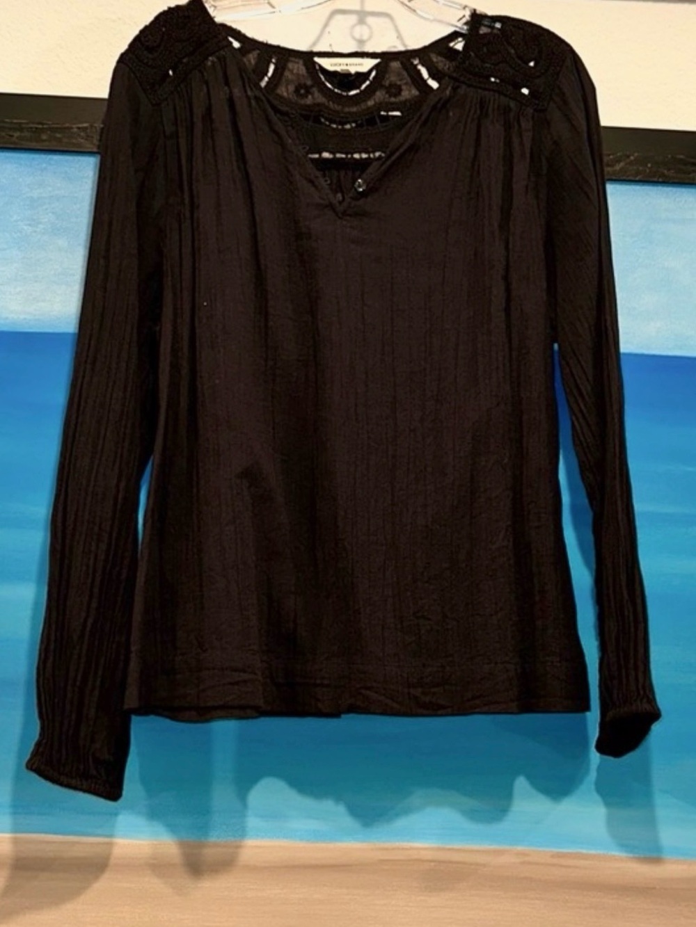 Lucky Brand Black Long Sleeve Top
